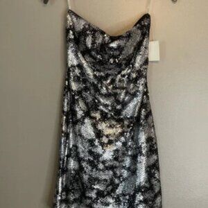 Ruby Rox Black Silver Sequins Strapless Mini Dress Medium (Juniors) (NWT)